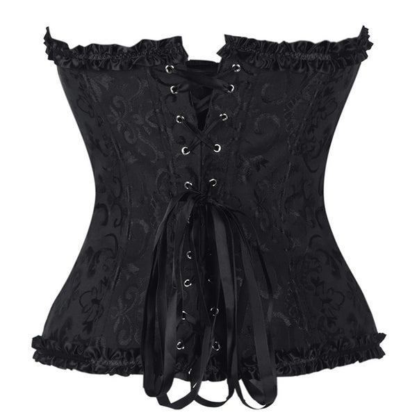 Waist Trainer (Black) Floral Zipper Corset