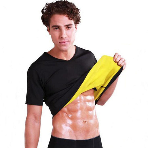 Men's Slimming Body Shaper Fat Burning TShirt Compression Waist Trainer Slim Shirt Neoprene Reducing Body Shapewear Vest T-Shirt